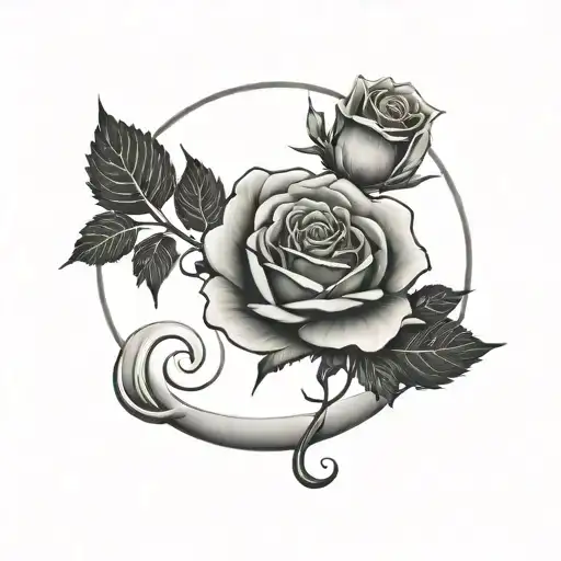 Cresent Moon And Rose