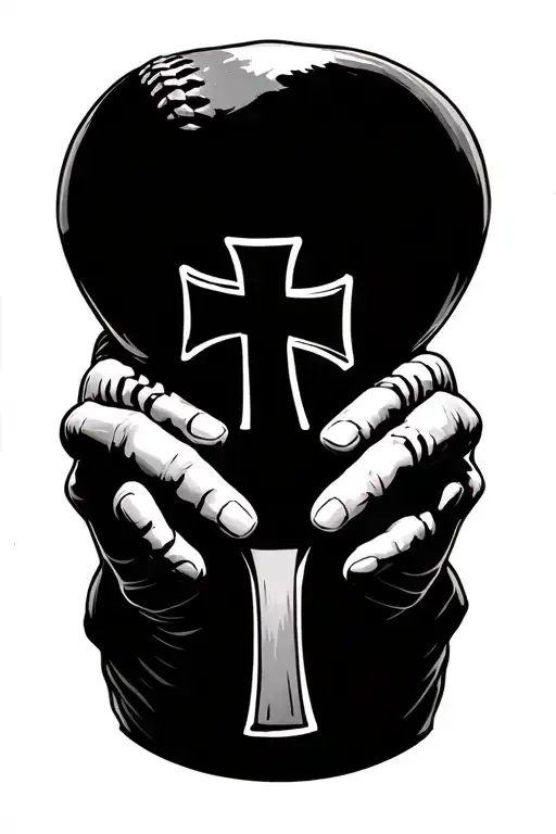 Holding Baseball With Cross