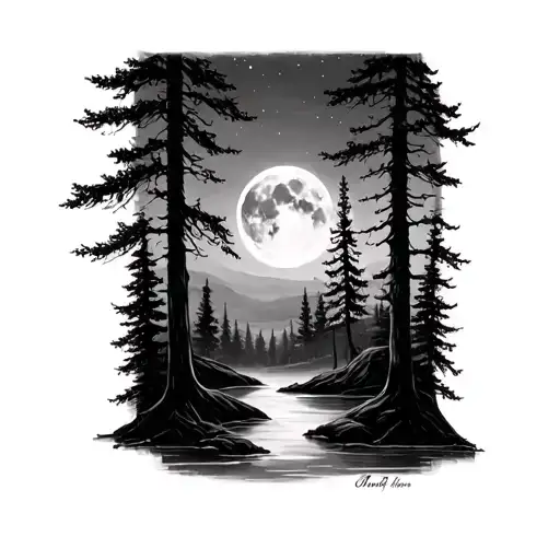 Moonlight Forest Scene