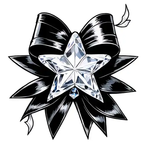 White Star Gem And Bow Tattoo Ideas