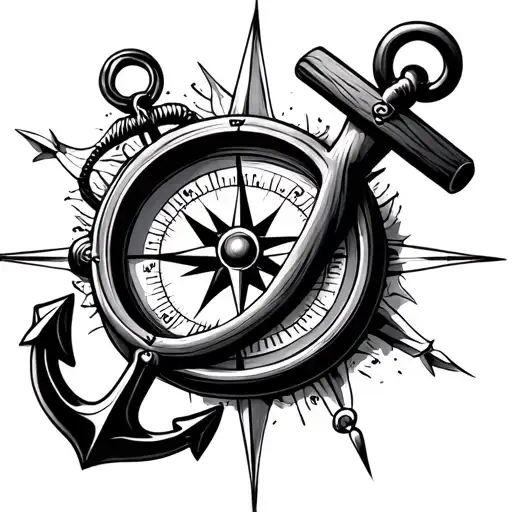 Nautical Compass And An Anchor