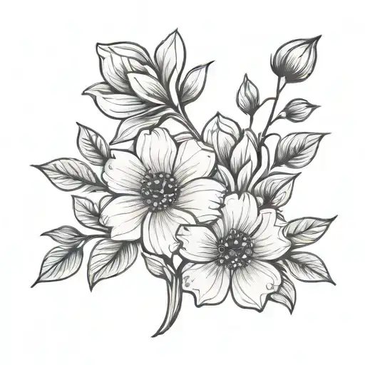 Simple Line Flowers Growing