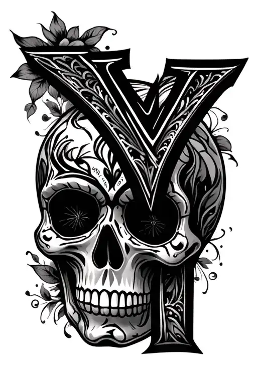 Sugar Skull With Letter Y