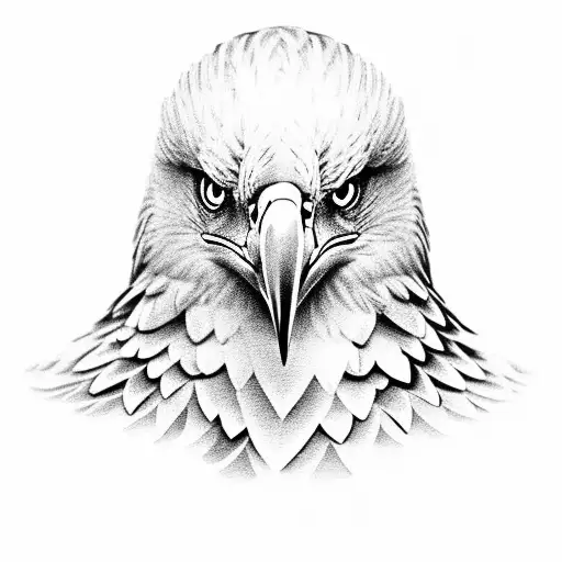 A Realistic Black-grey Portrait Of An Eagle Perched On A Soldier's Helmet