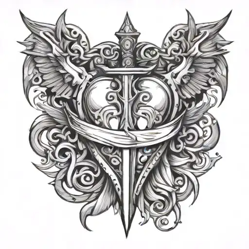 A Equal Scaled Balanced With A Heart On One Side And A Dagger On The Other Side