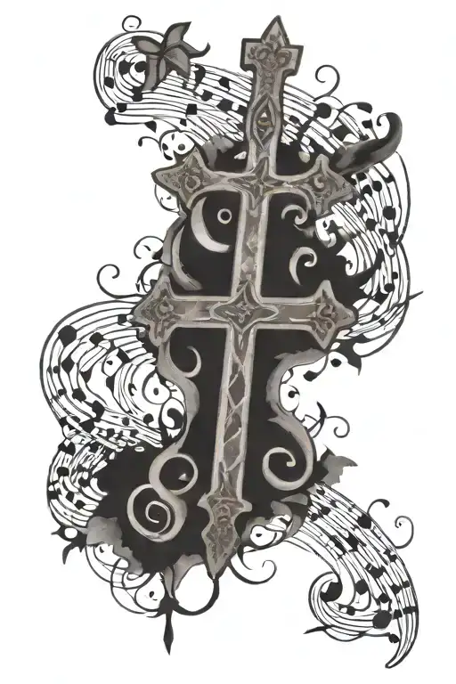 Cross With Music Notes Inside