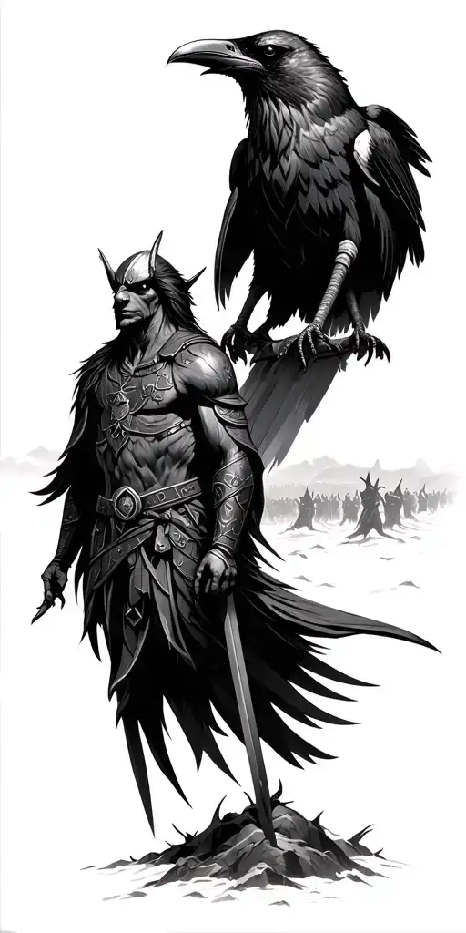 Raven Overlooking A Viking Battlefield
