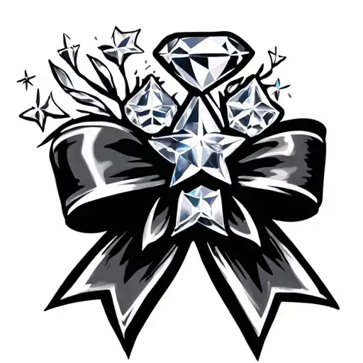 White Star Gem And Bow Tattoo Ideas