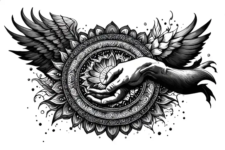 The Creation Of Adam Art Tattoo And Mandala Design For The Background