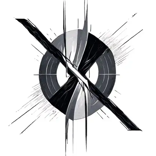 Crosshair Geometric Tattoo With Elongated Vertical Line