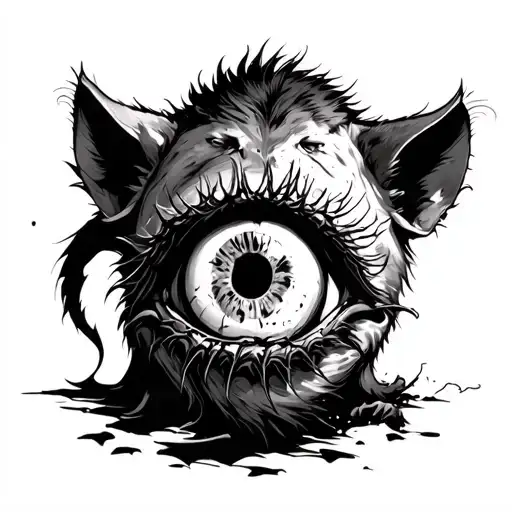 Demon Hyena Eating Ripped Eyeball