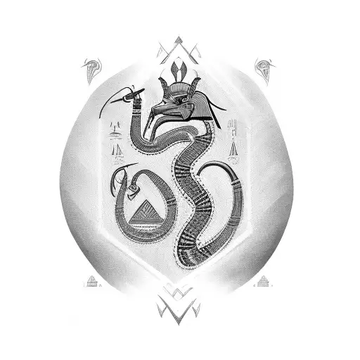 Ancient Egyptian Style Cobra Tattoo With Hieroglyphics