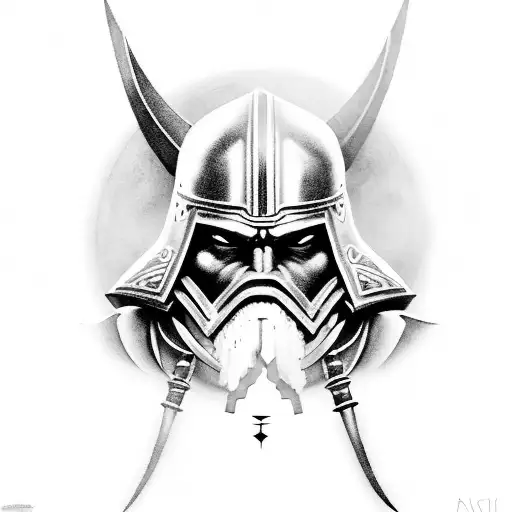 A Black-grey Tattoo Of A Spartan Warrior With The Word 'Discipline' Incorporated Into The Design