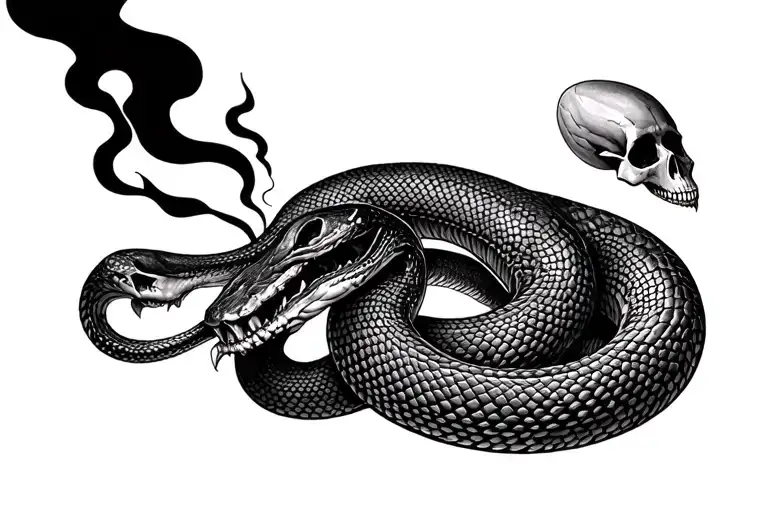 Memento Mori With Black Smokes And A Snake