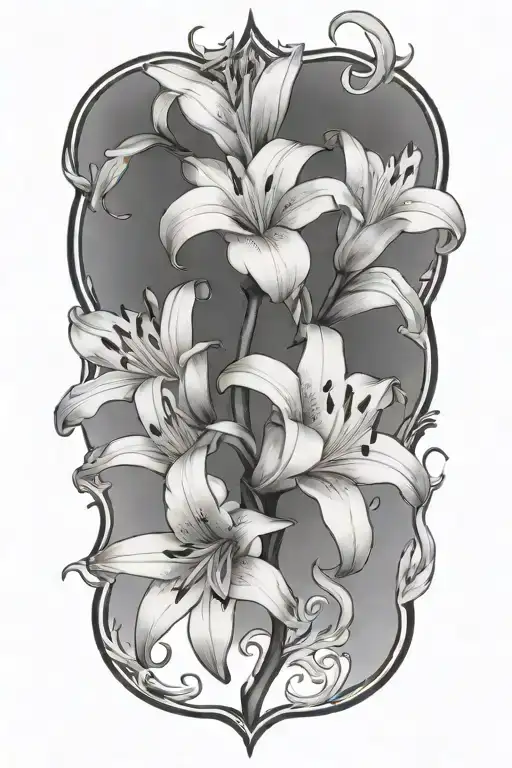 Lilies Burning From Fire Flames