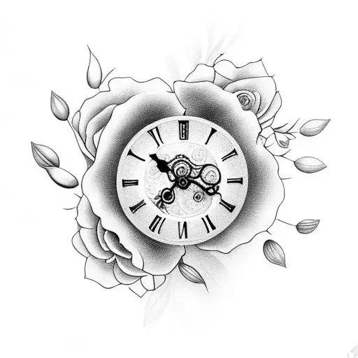 Clock With Flowers And Pearls