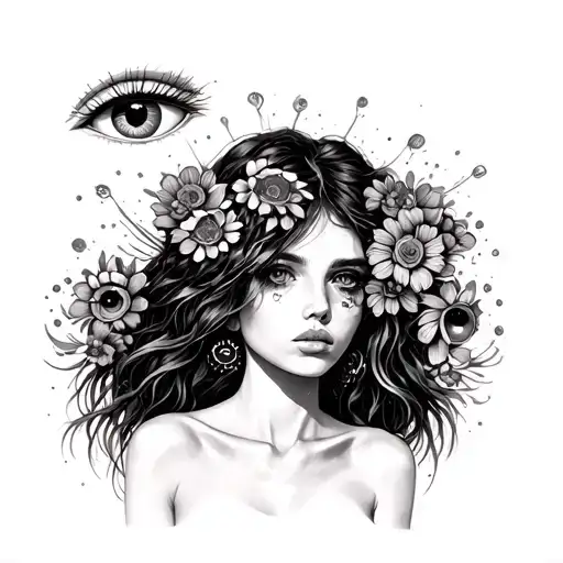 Psychedelic Woman With A Bunch Of Eyes