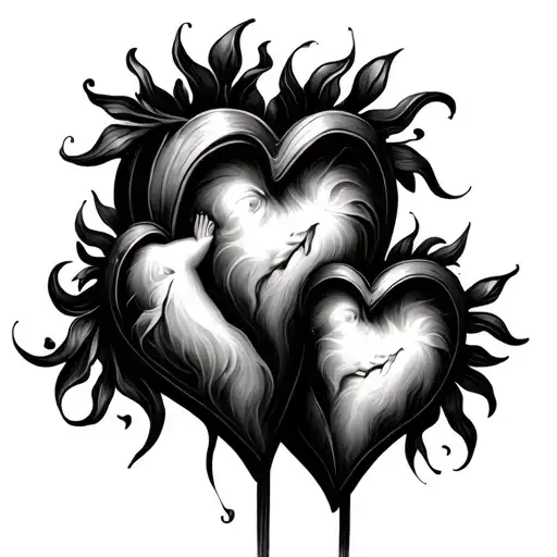 3 Intertwined Heart Which Means Mother 2 Children And 2 Small Children