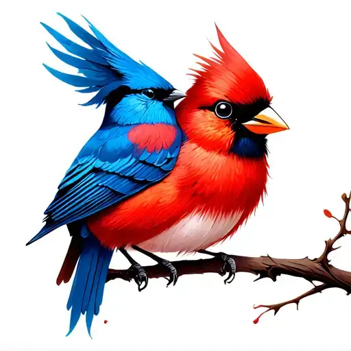 Tattoo Blue Bird And Red Bird Very Small And Light