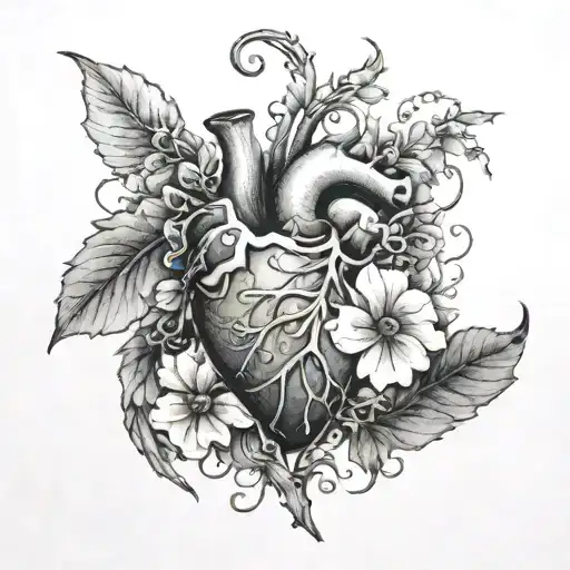 A Broken Heart Being Stitched Back Together With Delicate Vines And Flowers