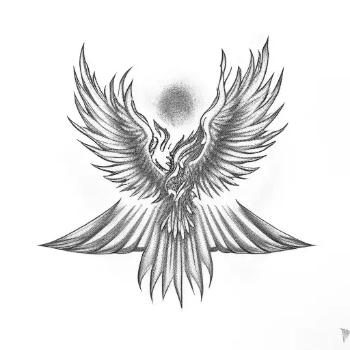 Phoenix On Fire Rising From Ashes