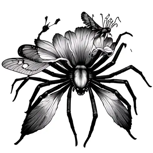 Red Spider Lily And Moth Flying