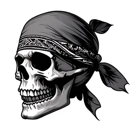 Skull With Bandana In The Face Tattoo Featuring