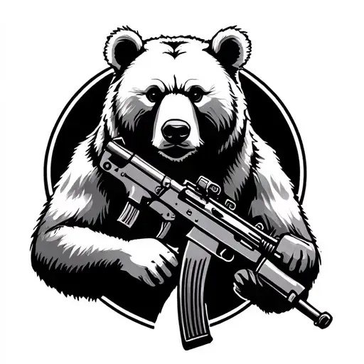 Bear Holding Ak 47 Rifle
