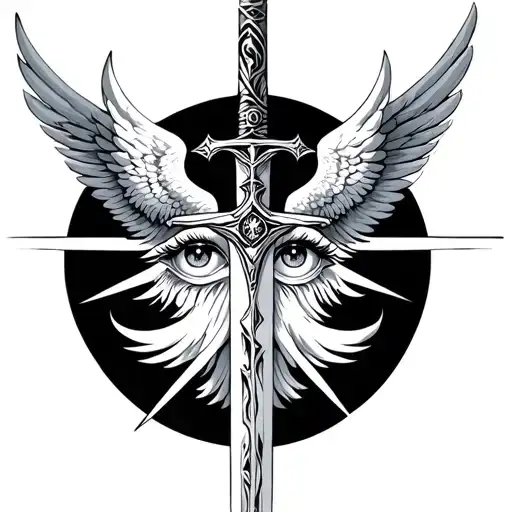 Celestial Sword With Biblical Accurate Angel Eyes And Wings