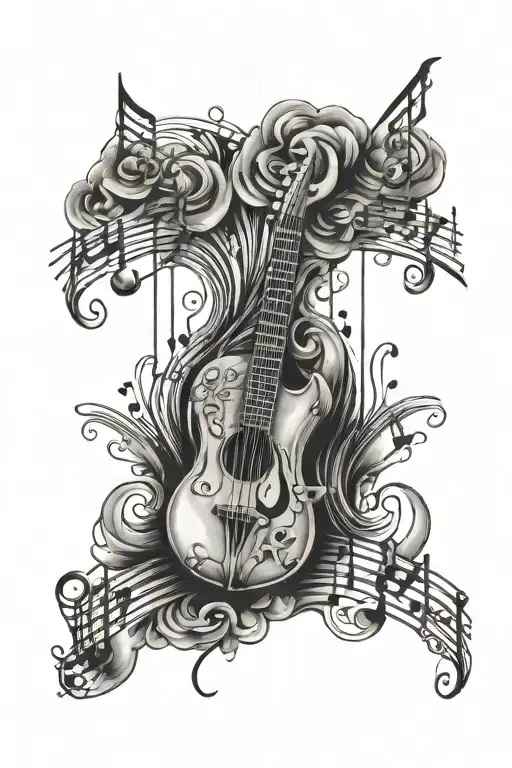 Music Notes Floating Skully Inside