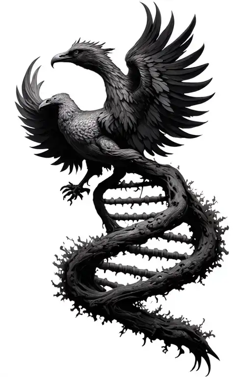 Tree Of Life On Top Of Dna Strand On Top Of Phoenix