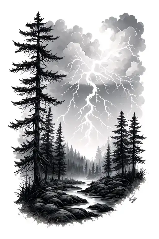 Thunderstorm Forest Distant