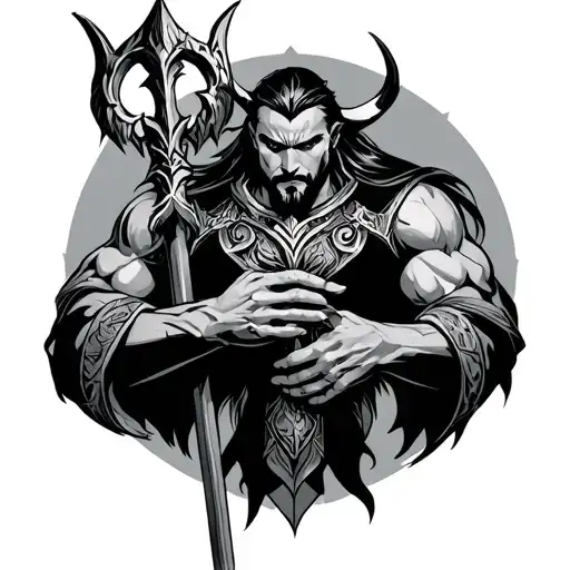 Loki And Staff With Two Hands