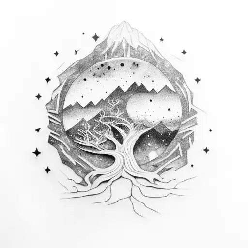 Galaxy Carved Into Trunk Of Tree