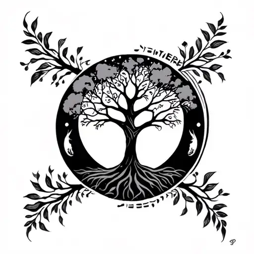 Male Family Tree In Circle And World Arm Tattoo Featuring
