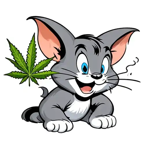 Cartoon Tom N Jerry Smoking Weed Leaf Morphing