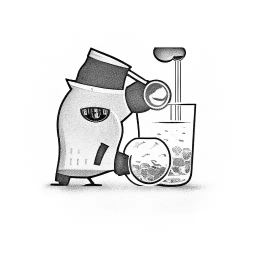 Bartender Mixing Drinks With Ac Milan Logo In The Background