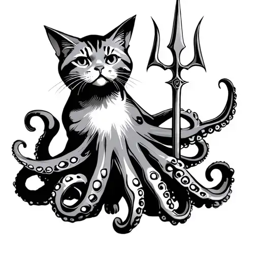 Octopus And Cat With Trishul Trident