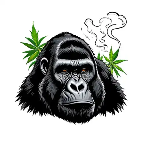 Gorilla Smoking Weed Relaxed Just Face