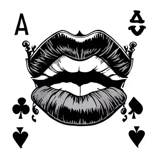 Kiss Lips With Cards King Symbol