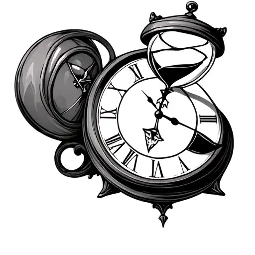 Clock That Swallows Time With A Hourglass