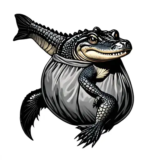 Baby Alligator In A Fish Bag