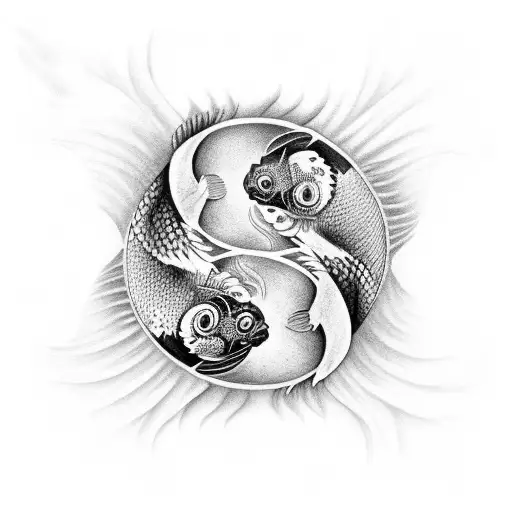 Ying Yang Koi Fish And Icarus