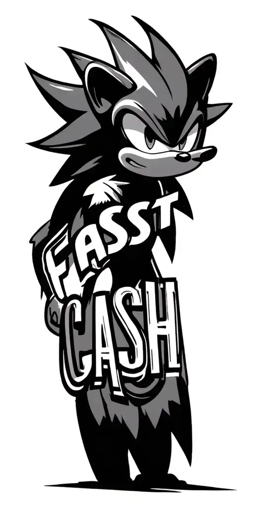 Sinic The Hedgehog With The Words Fast Cash