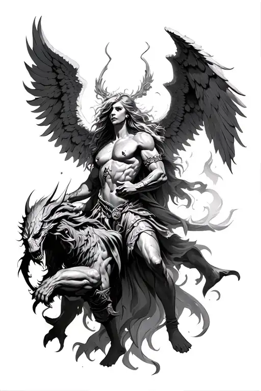 An Angel Warrior Battling A Demon