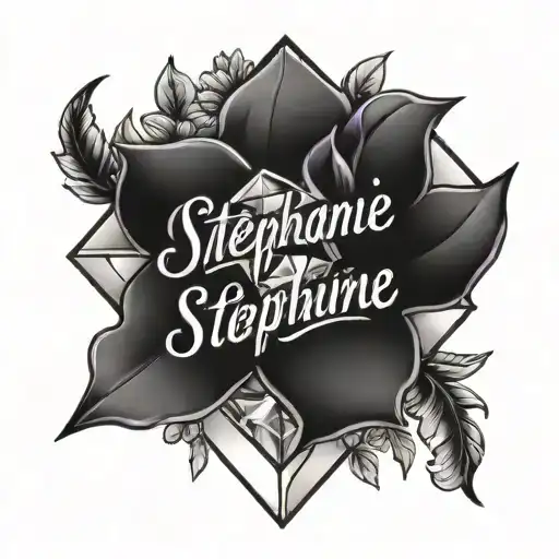 The Name Stephanie Going Through A Diamond With Lavenders Around It