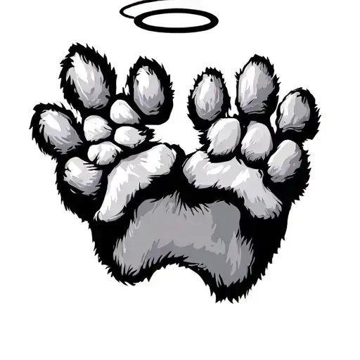 Four Dog Paw The First And Third Have Halo Above