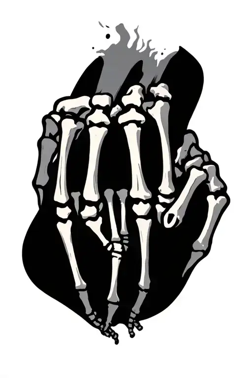 Skeleton Hand Tatto With Word Aon In Bone Letters
