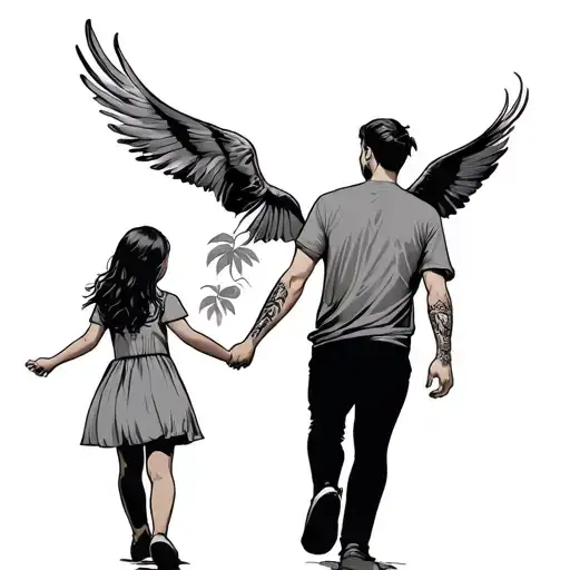 A Man Walking Away Holding A Little Girls Hand Holding