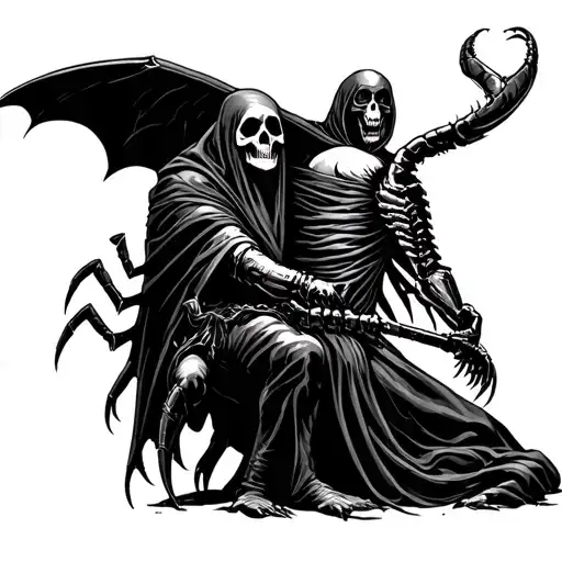 A Scorpion Battling A Grim Reaper
